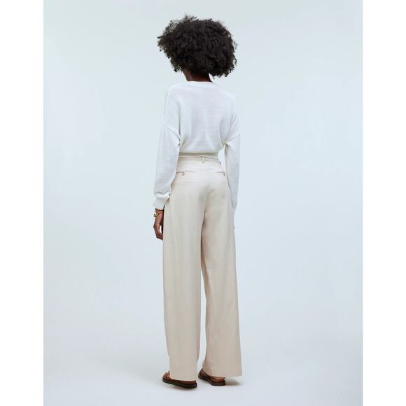 MADEWELL The Harlow Wide-Leg Pant Size 8 EUC $118 MSRP Linen Blend Harvest Moon - Picture 6 of 9